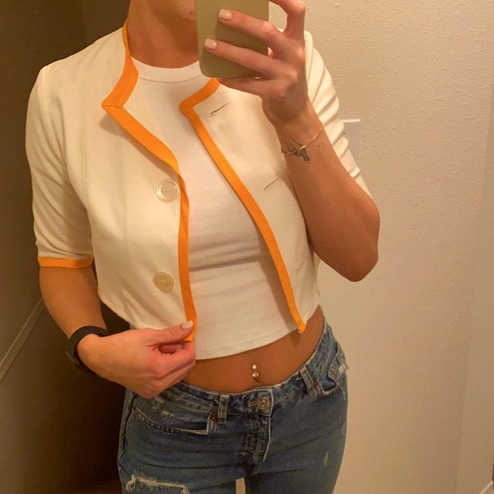 Vintage cropped shirt with orange detail